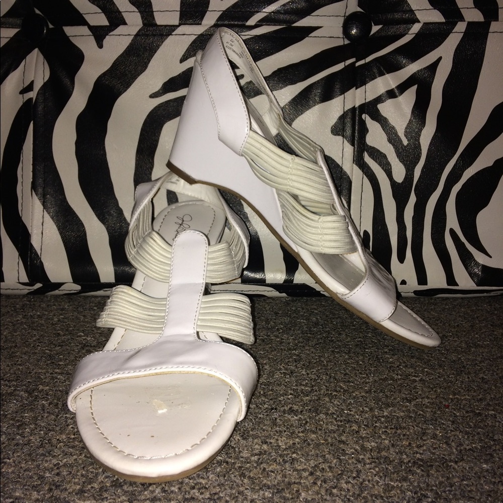 White wedged heels